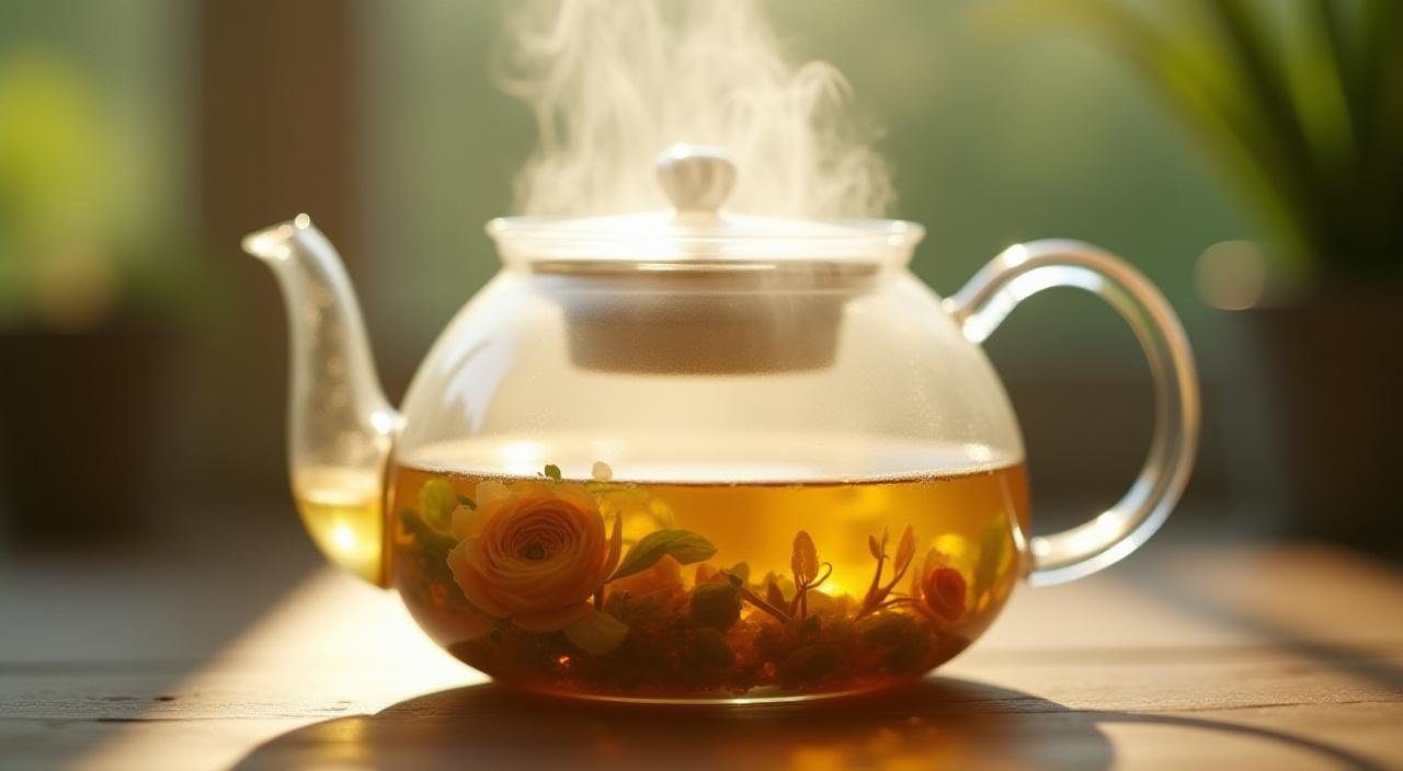 Artistic herbal tea brewing process